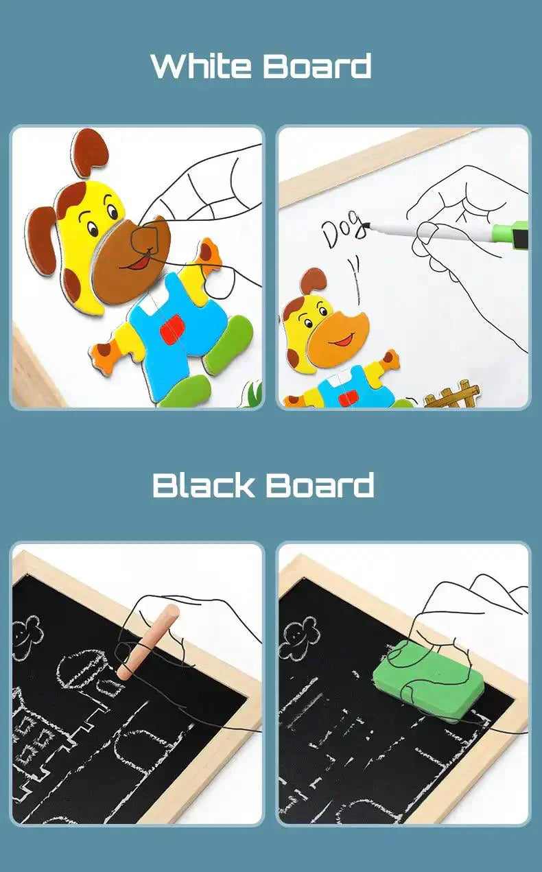 2-in-1 Montessori Zeichenbrett für Kinder – Wiederverwendbares kreatives Lernspielzeug