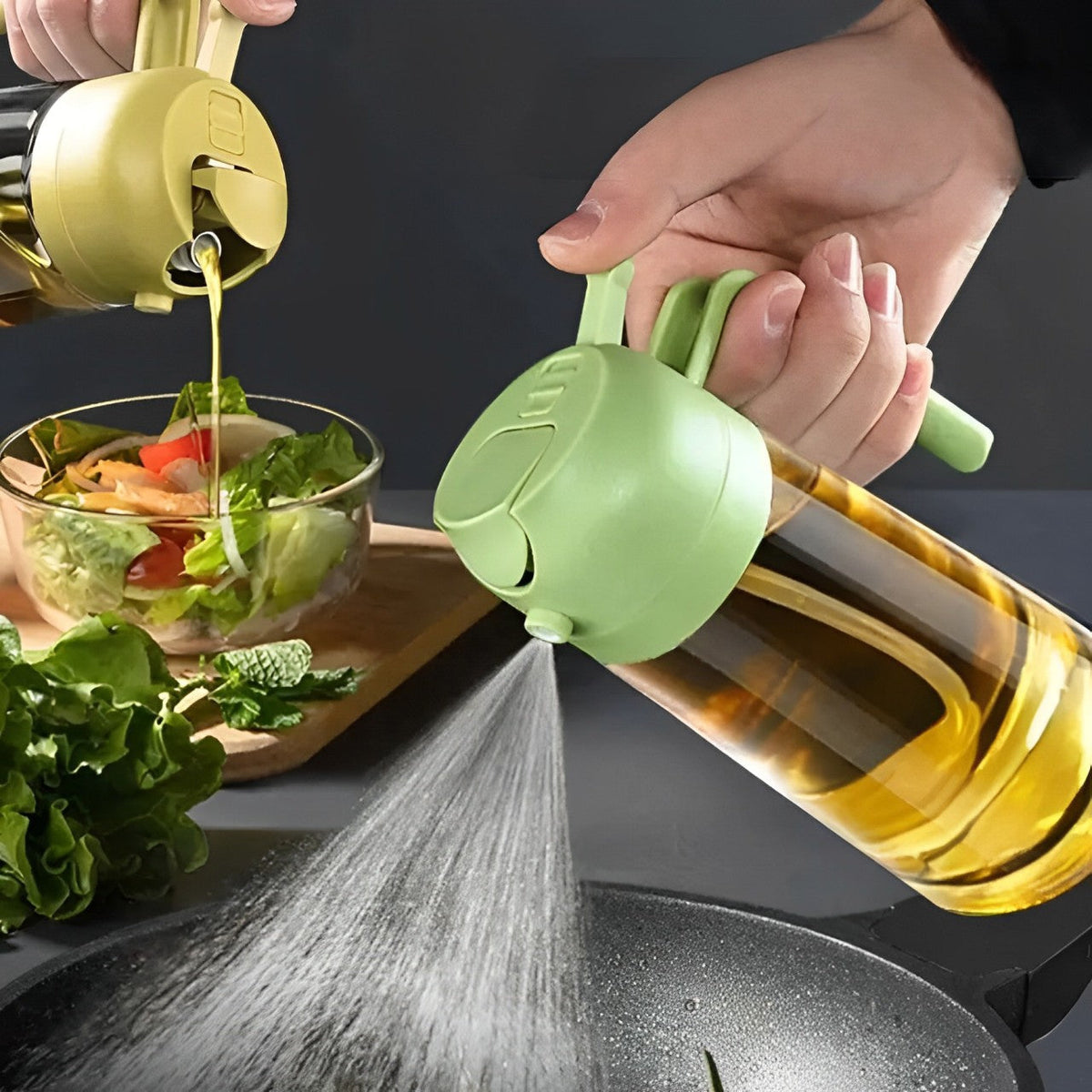 2-in-1 Olivenölspender & Sprüher – Perfekt zum Kochen, für Salate und Grill