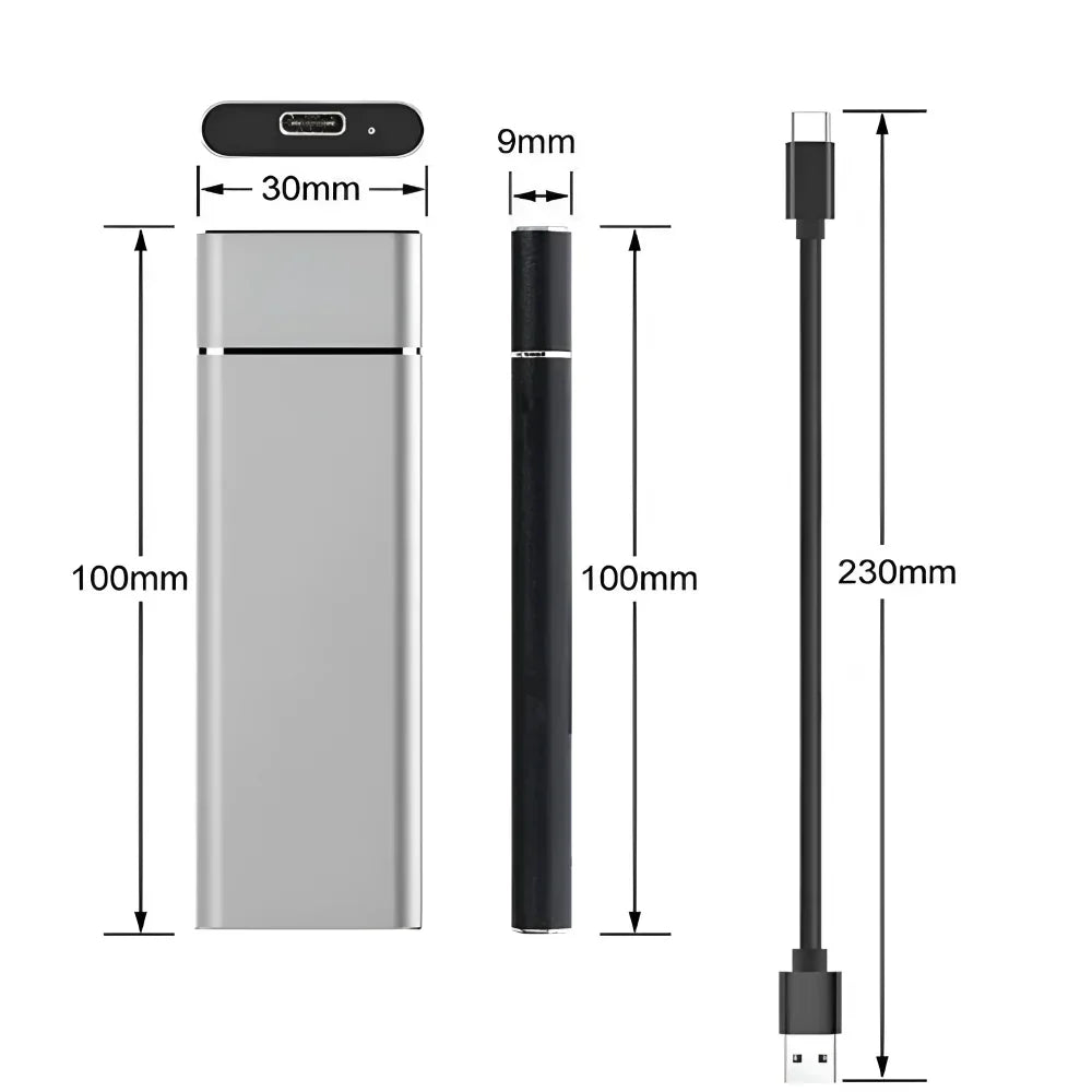 Draagbare externe harde schijf van 500GB, USB 3.2, aluminium, slank, opslag