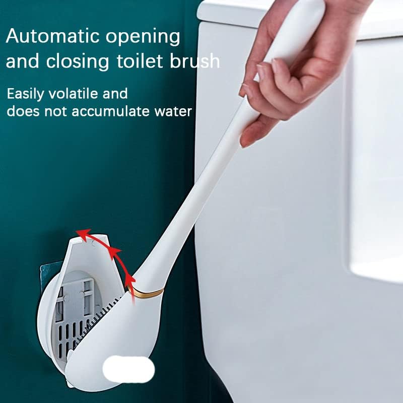 Hygienic Toilet Brush with Wall Mount Ergonomic Handle Deep Cleaning Bathroom Tool