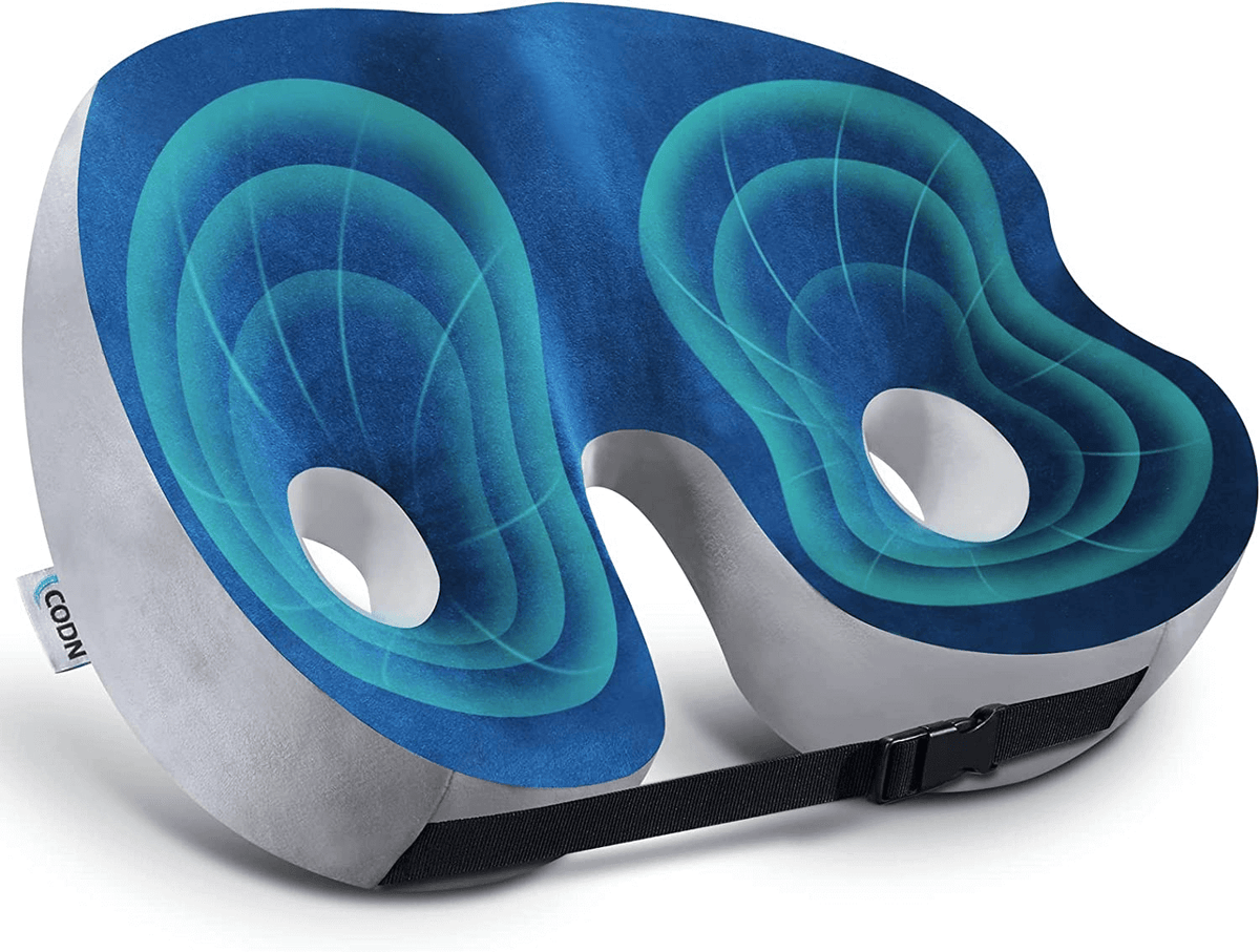 Justerbar memory foam siddepude til aflastning af sædeknogler