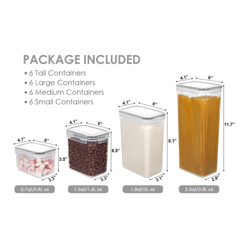 Airtight Stackable Clear Food Storage Containers Kitchen Organizer Set