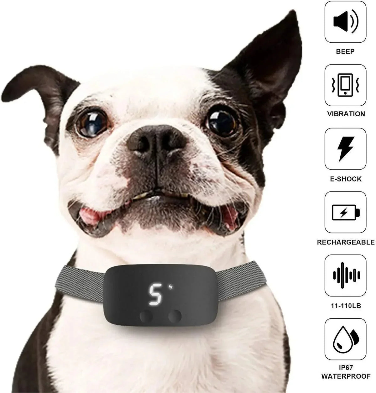 Automatisches Anti-Bell-Hundehalsband Wiederaufladbares wasserdichtes Trainingshalsband für alle Rassen