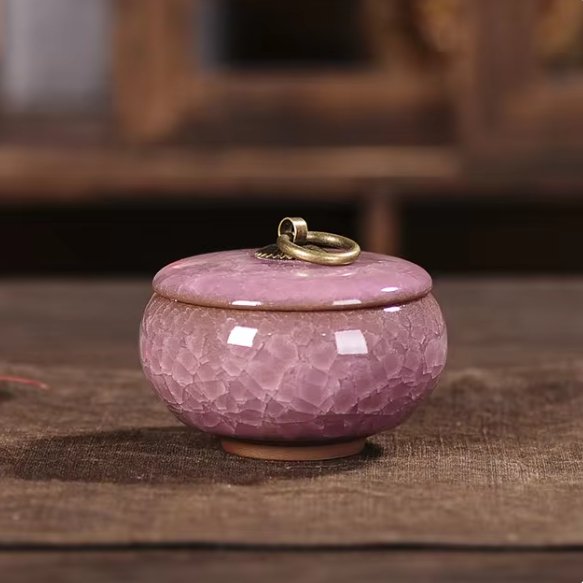 Keramisk urne til små kæledyr, elegant mindeskrin