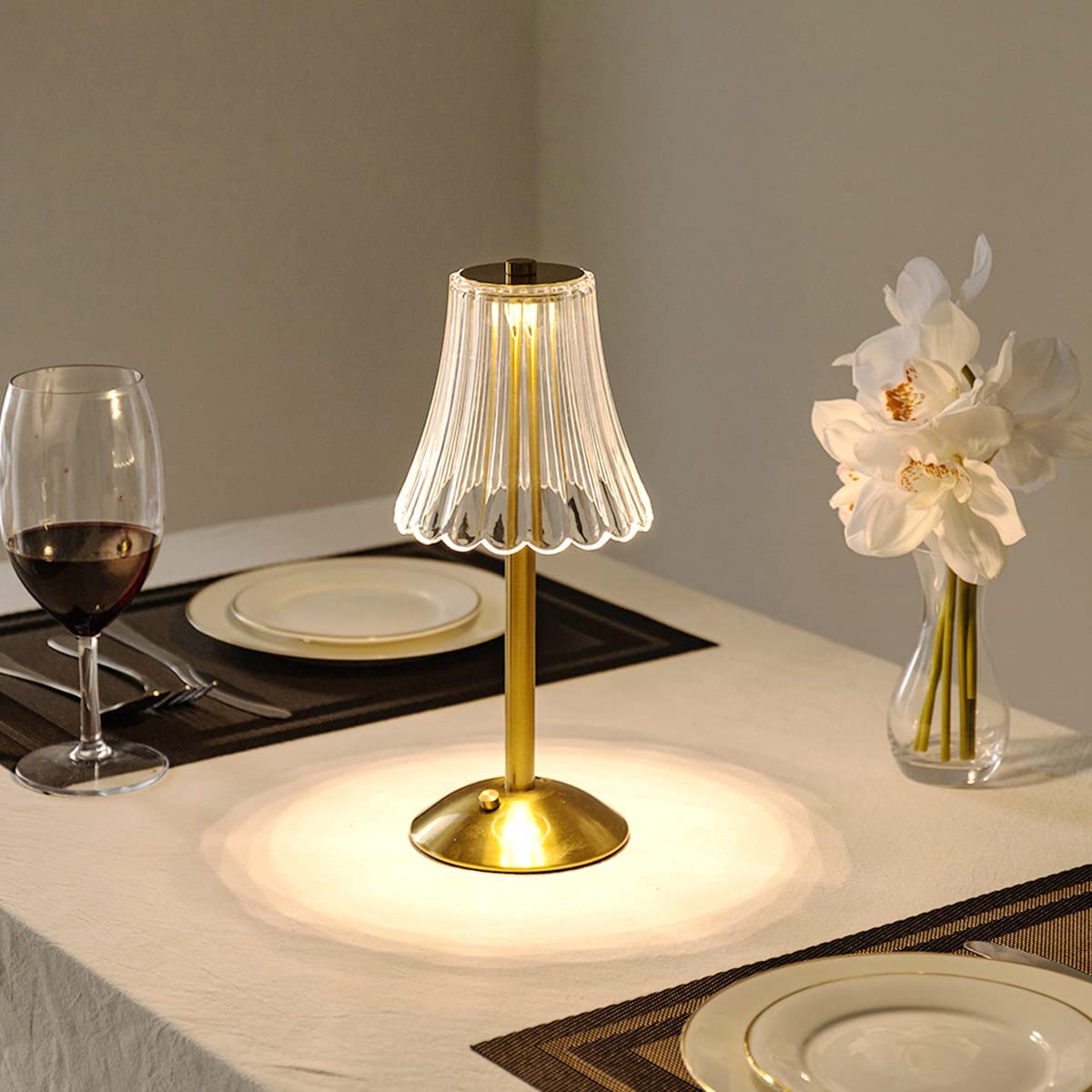 Kristallen tafellamp – aanraakgevoelige lamp van metaal en kristal met instelbare lichttemperatuur