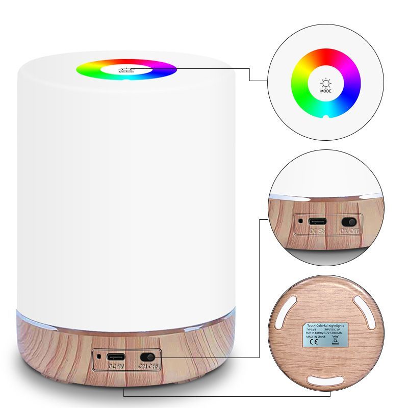 Dimbare LED-bedlamp met aanraakbediening en RGB-verlichting
