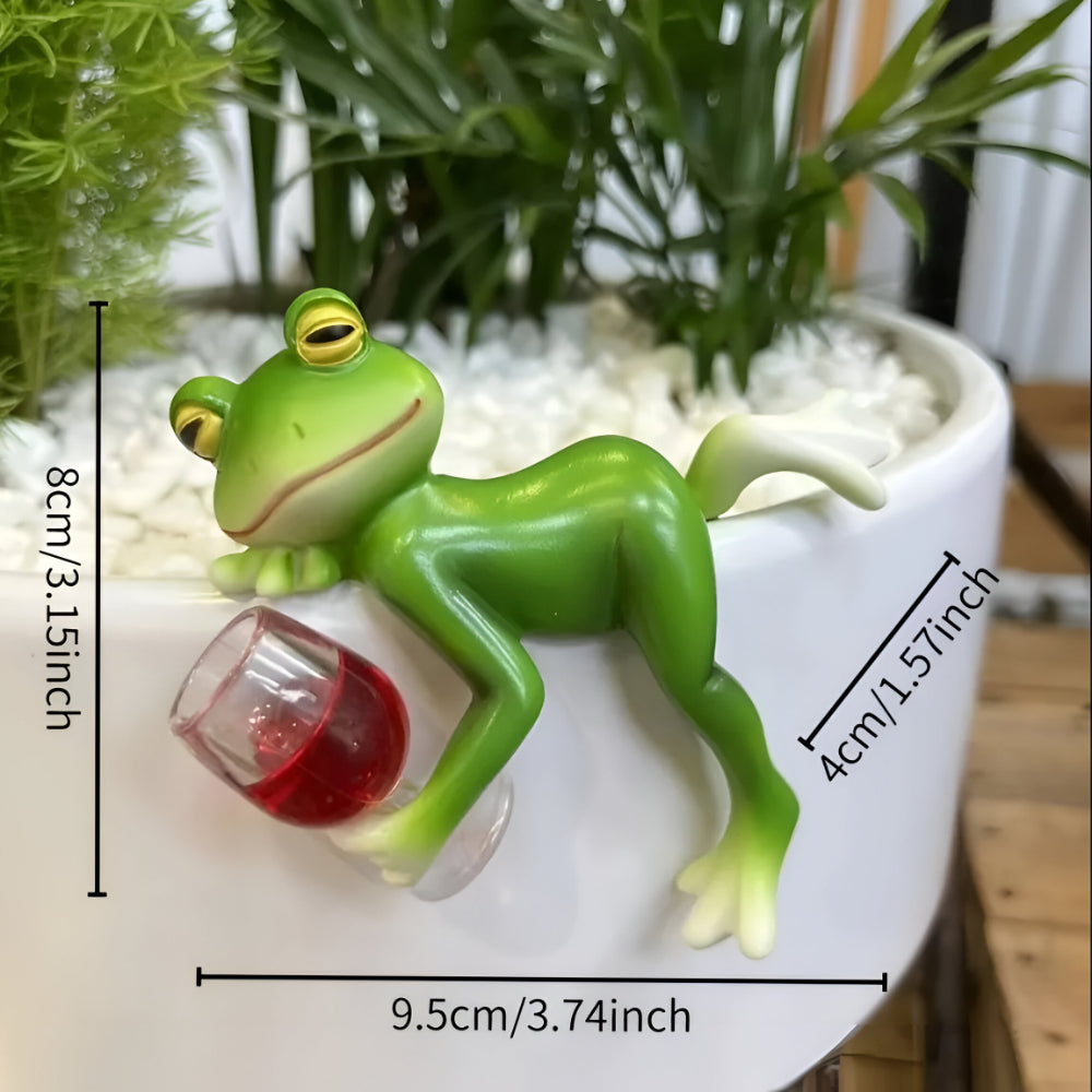 Frosch-Pflanztopf-Randornament aus Kunstharz, hängende Gartendekoration