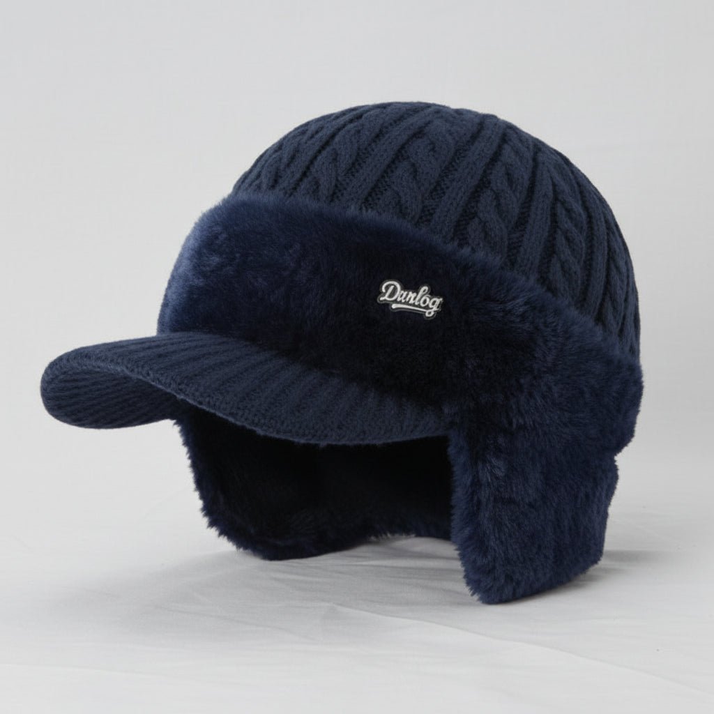 Wintermütze im Trapper-Stil mit Fellfutter, winddichte Kälteschutzmütze mit Ohrenschutz