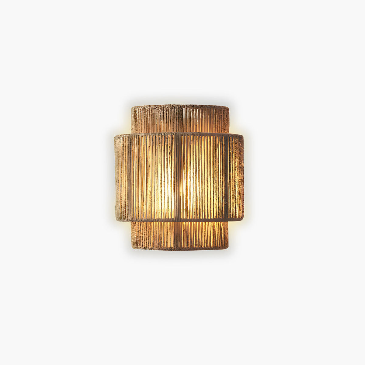 Japanese Inspired Minimalist LED Wall Light with Natural Rope Shade Warm Ambient Lighting
