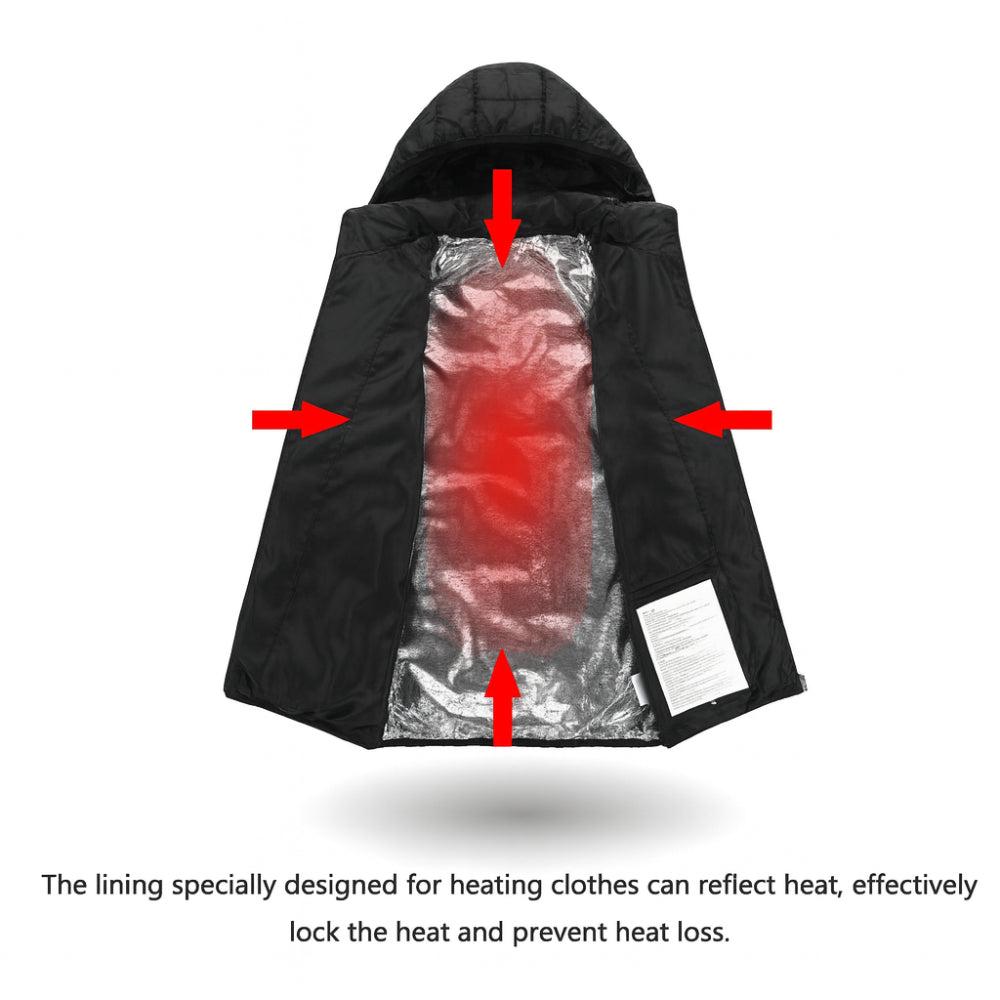 Heated Jacket Winter Warming Coat Three Heat Settings Outdoor Layer