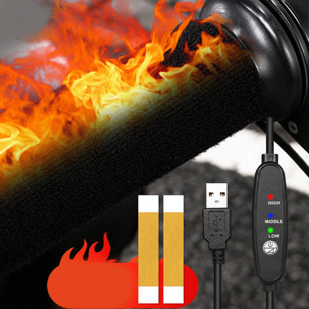 Heated Motorcycle Handlebar Grips USB Powered Three Level Temperature Control