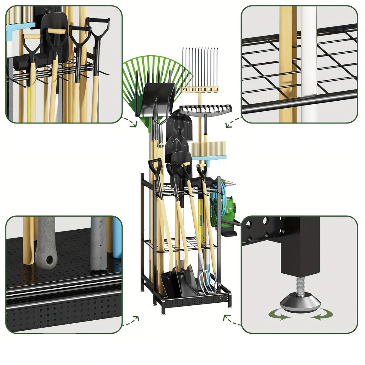 Robuster Metall-Gartengerätehalter Außenlager-Organizer