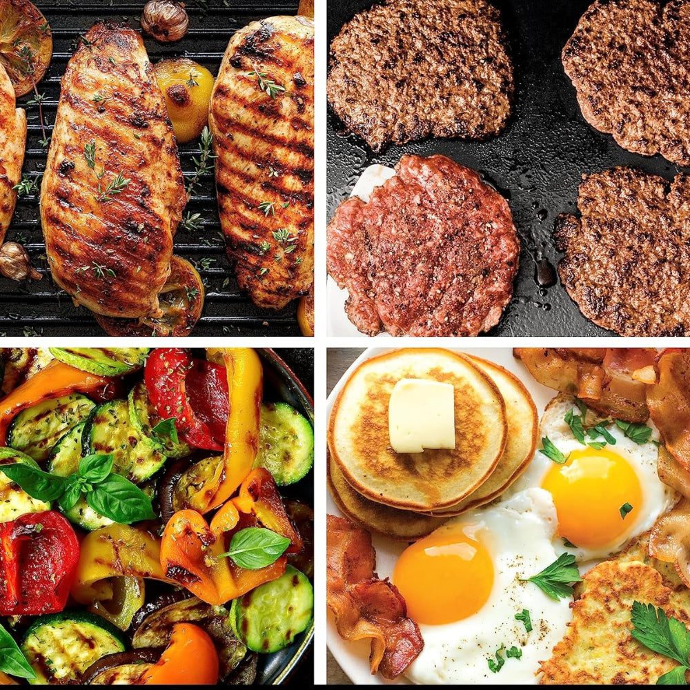 Elektrische grill en bakplaat voor binnen, 500°F, met antiaanbakplaten, gezinsformaat, keukenapparaat