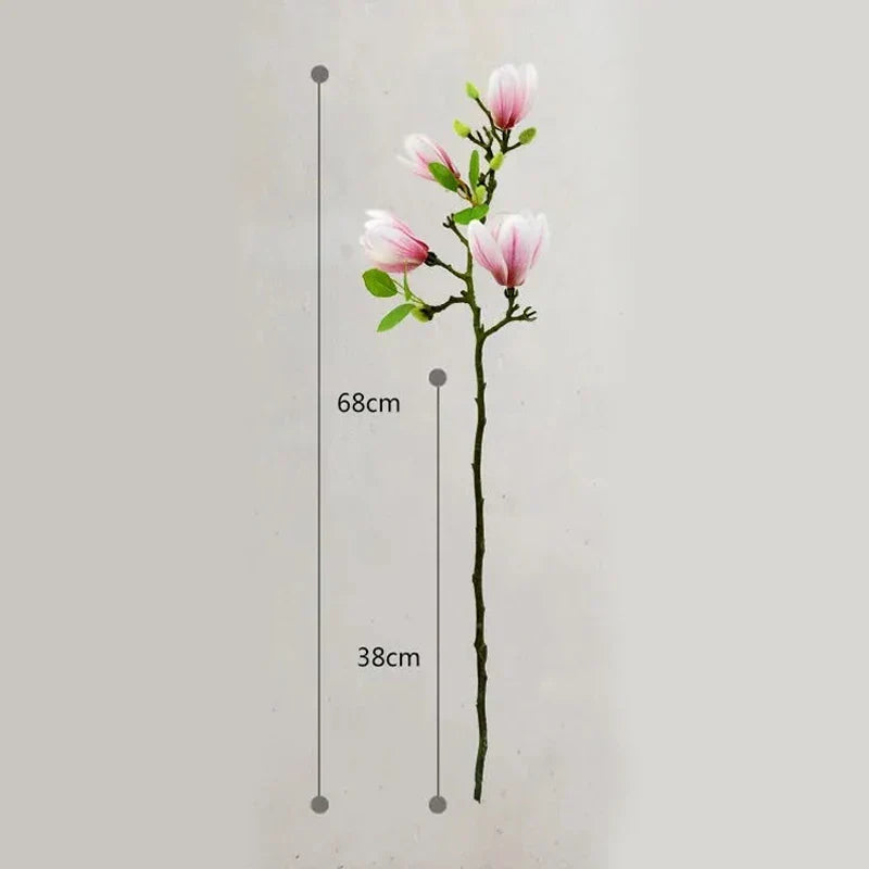 Artificial Magnolia Branches Realistic Silk Flowers Decorative Stems