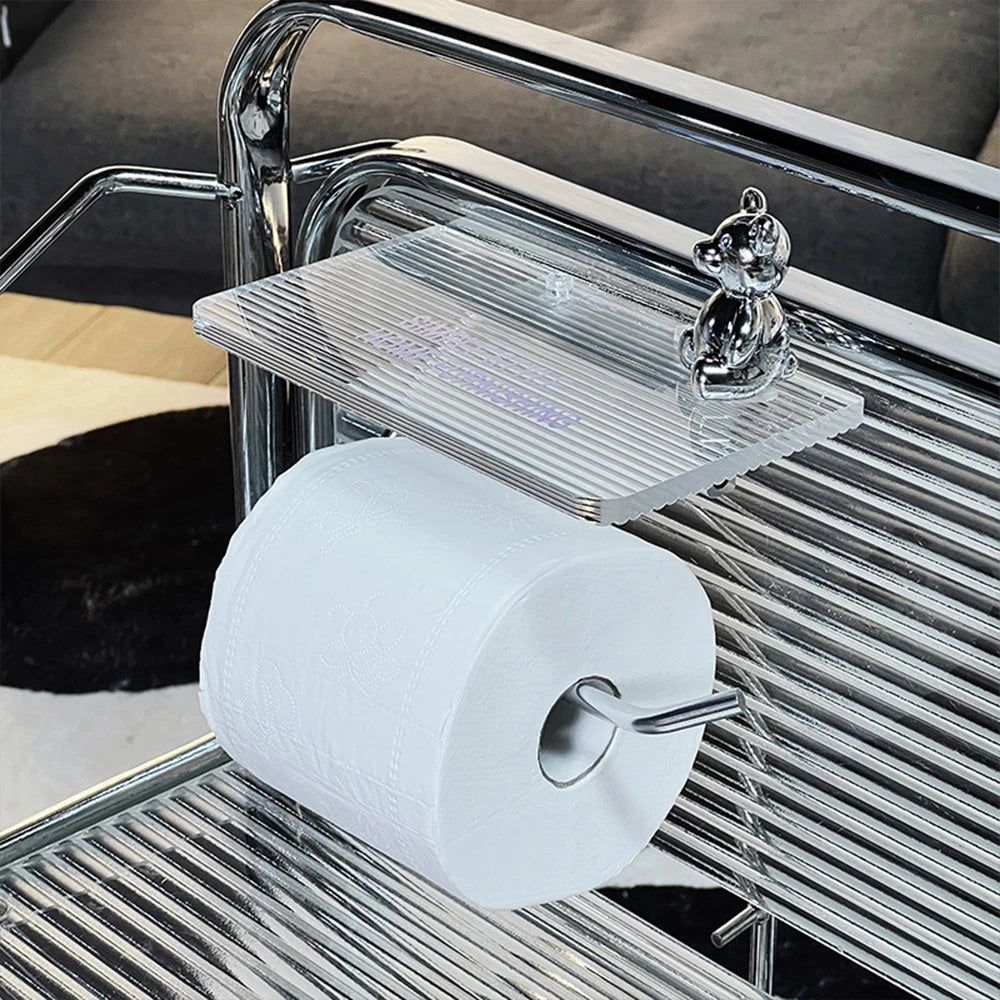 Toilettenpapierhalter aus Metall mit praktischer Ablage für das Bad