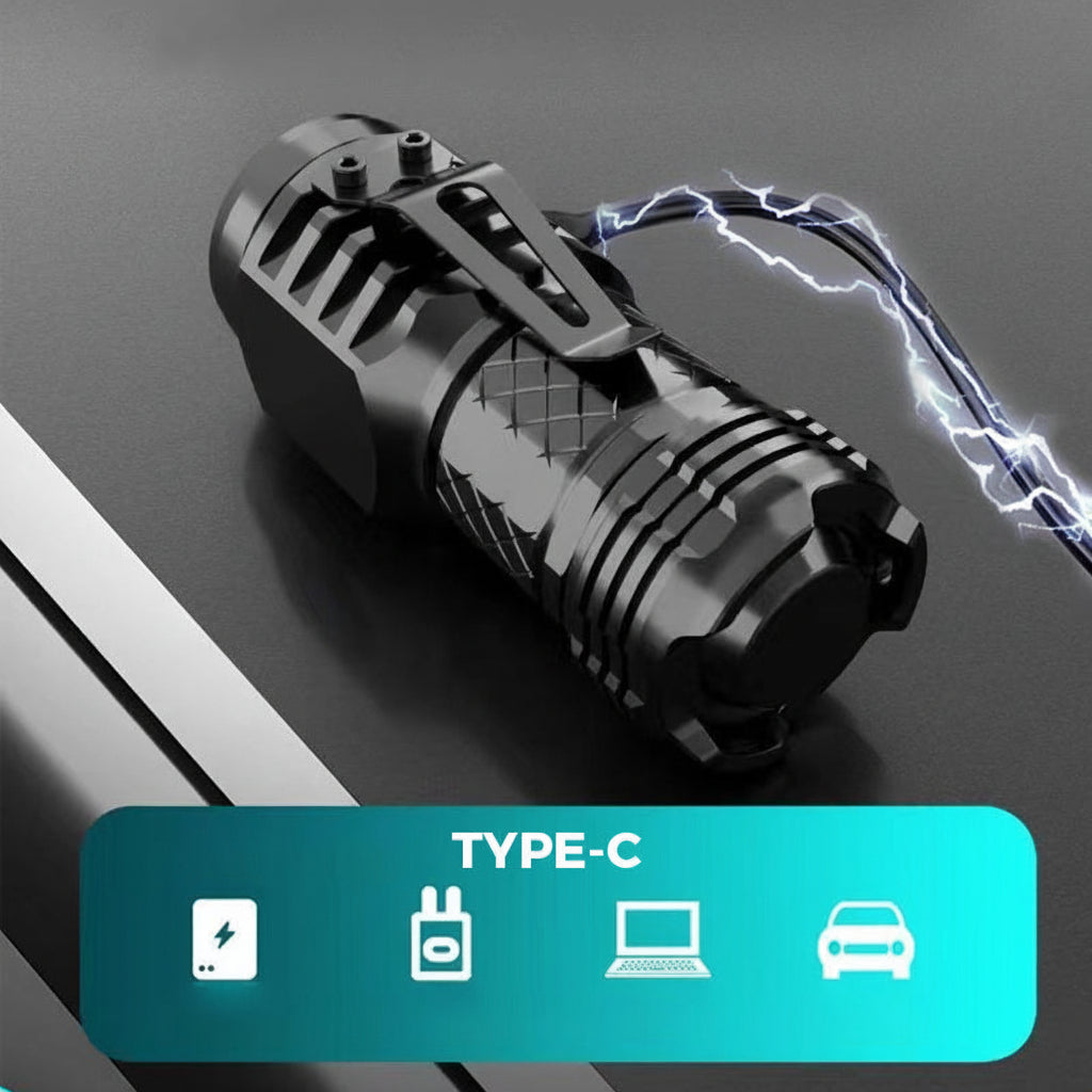 Mini LED Flashlight Rechargeable Waterproof Compact Handheld Torch