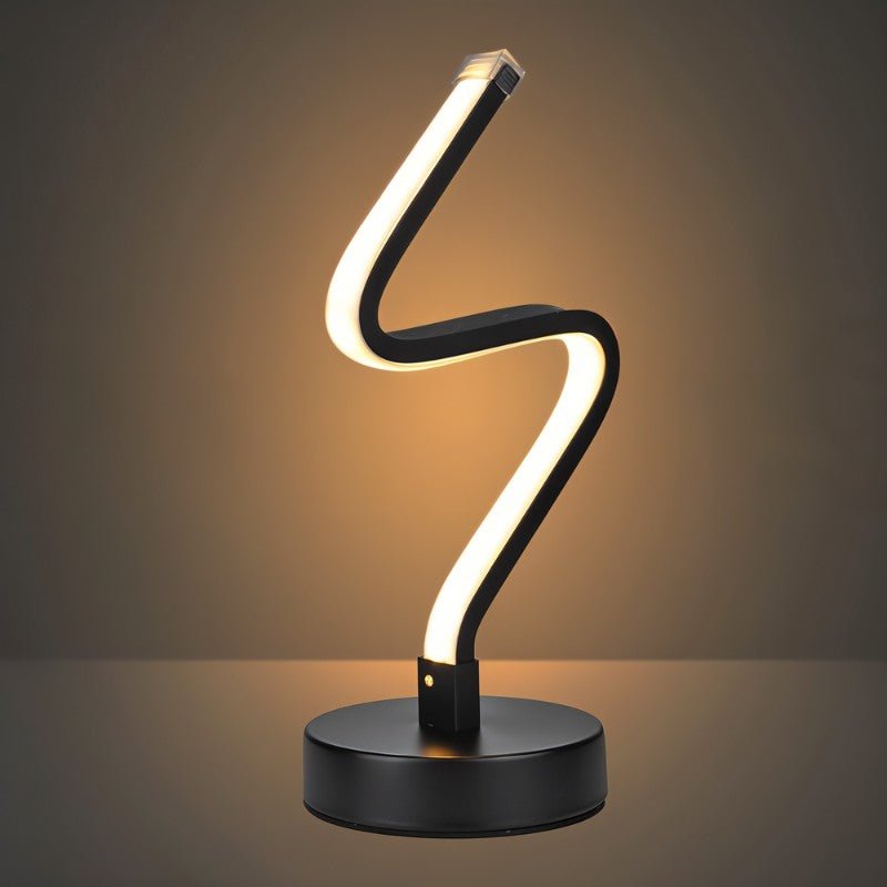 Minimalistische geschwungene LED-Tischlampe mit Touch-Steuerung