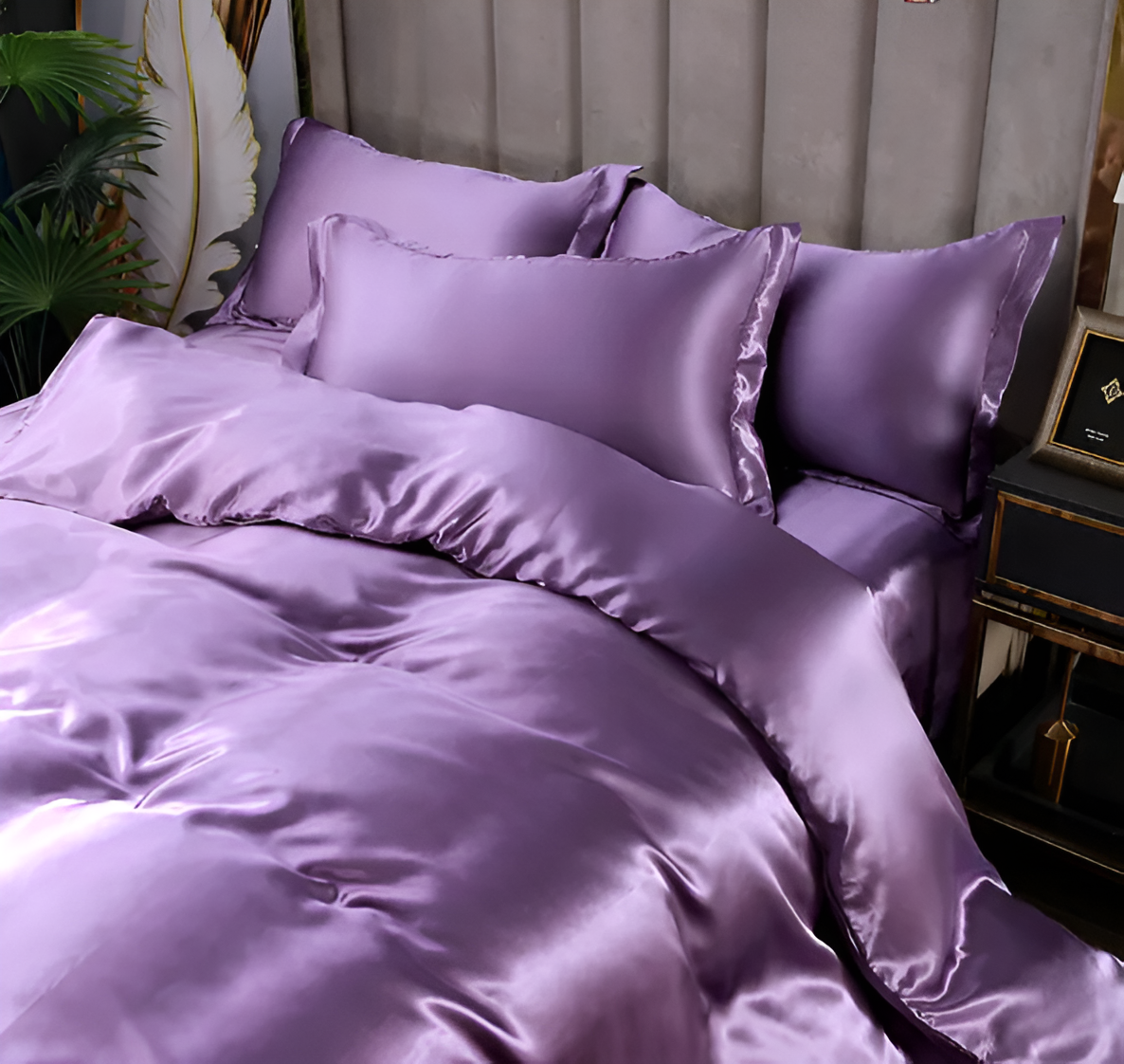 Mulberry Silk Blend Bedding Set with Duvet Cover, Fitted Sheet and Pillowcases