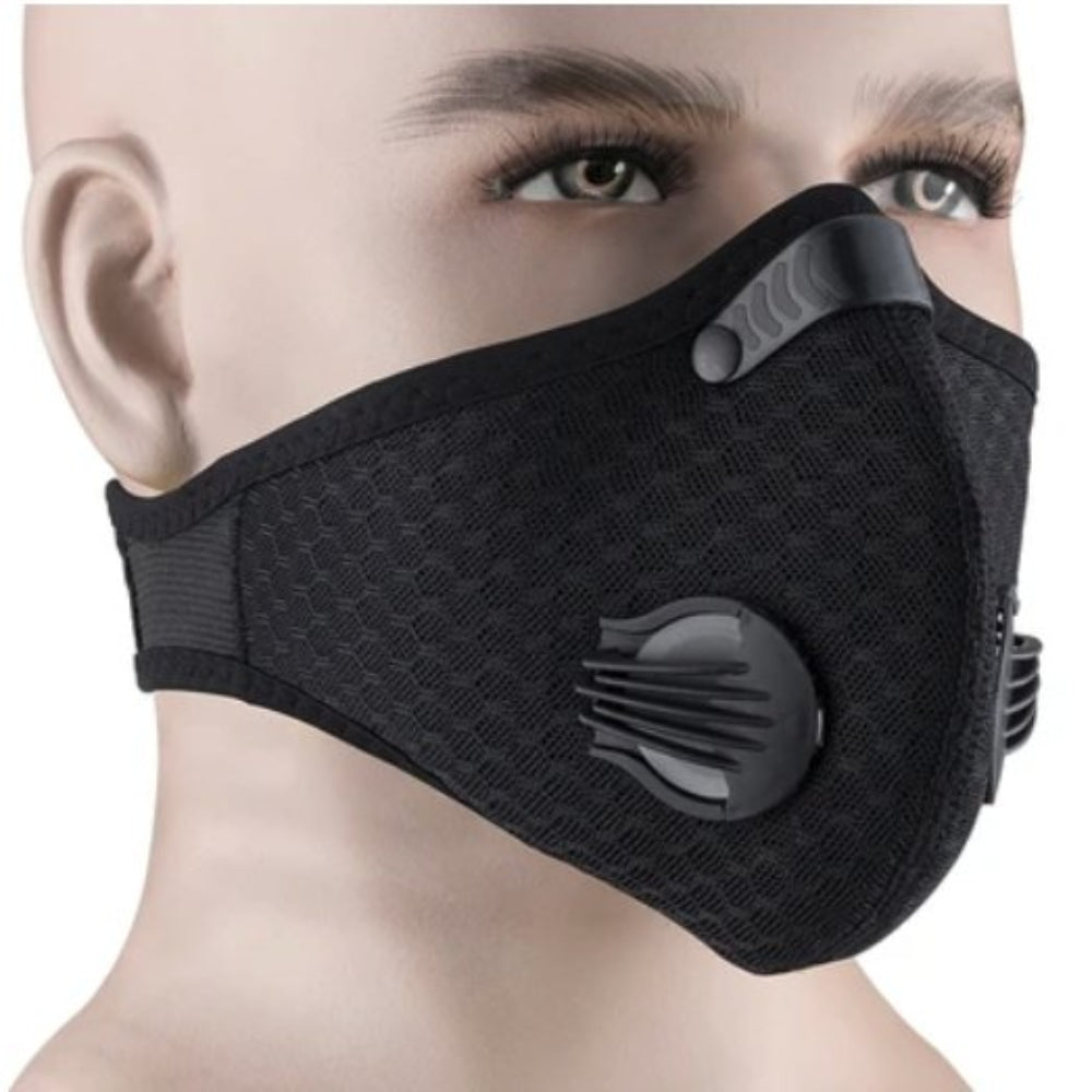 Herbruikbaar gezichtsmasker voor buiten met ventilatieventielen en filter