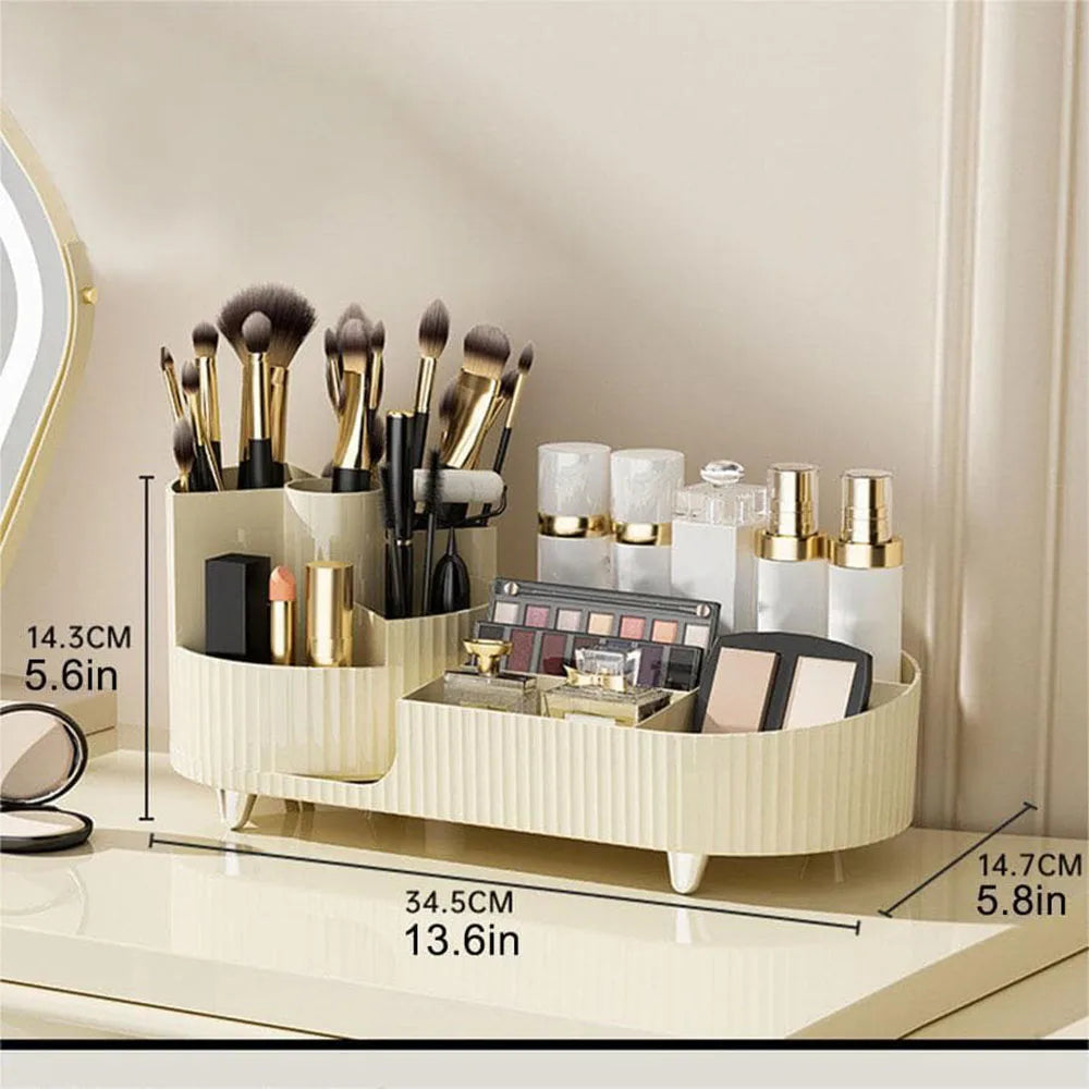 Roterende makeuporganisator med flere rum