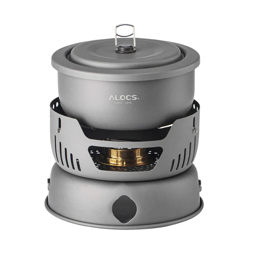 Portable Outdoor Camping Cookware Set Lightweight Cooking Gear with Windshield for Hiking