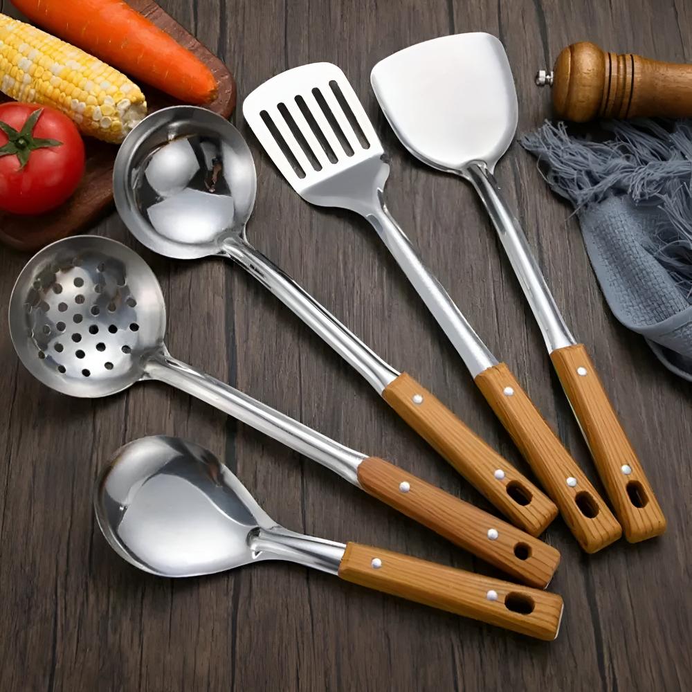 Stainless Steel Kitchen Utensil Set with Bakelite Handles