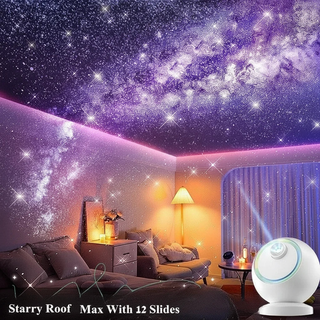 Sterrenprojector met Bluetooth, galaxynachtlamp, roterende LED-slaapkamerlamp