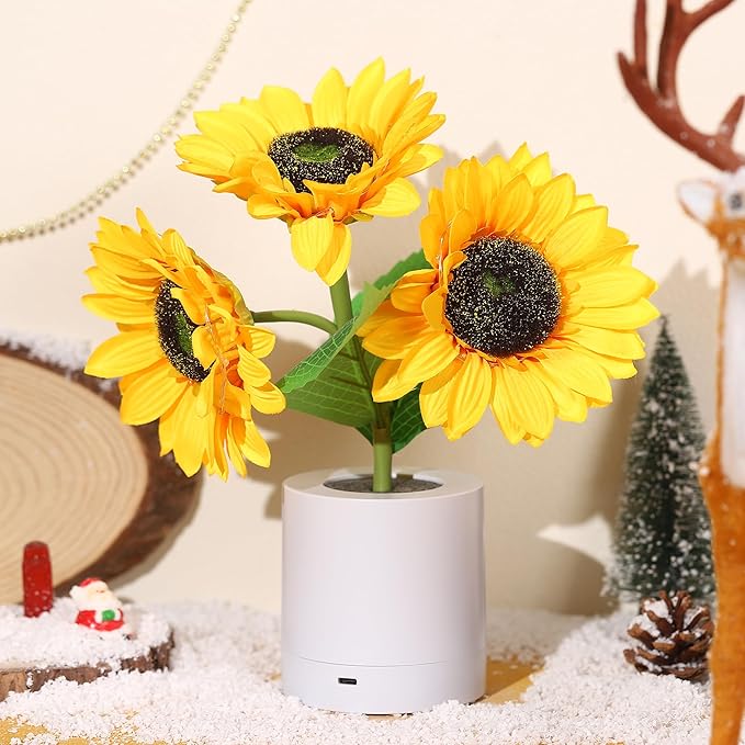 Sunflower LED Table Lamp with Dimmable Light and USB Power
