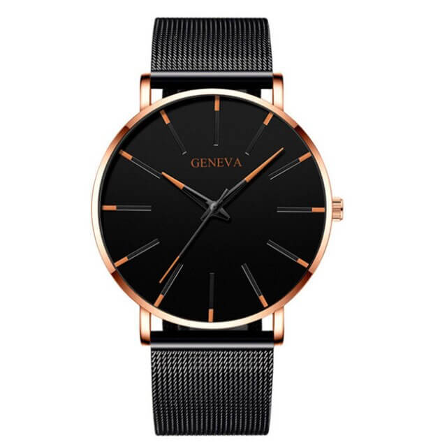 Ultradünne Herrenuhr für Business mit minimalistischem Edelstahl-Design