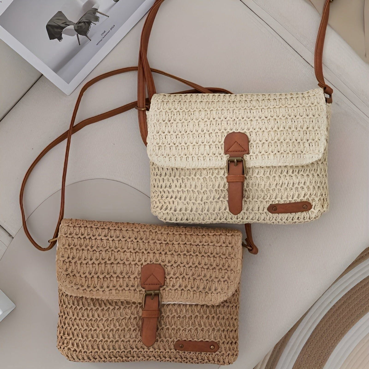 Geflochtene Strohtasche mit Vintage-Stil für Sommerreisen und den Alltag