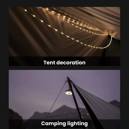 Rul-op LED campinglys – 10M USB genopladelig og vandtæt