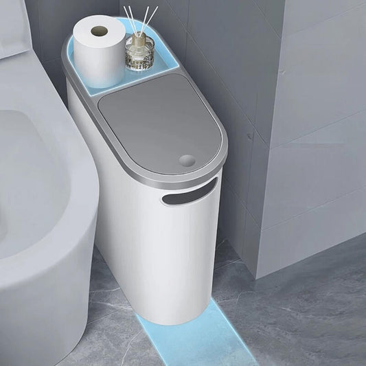 10L Silent Closing Bathroom Bin Slim Space Saving Waste Bin