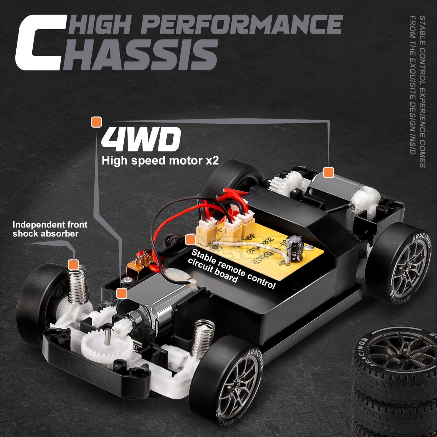 1:24 RC Drift Car with LED Wheels and Rechargeable 4WD Racing Performance