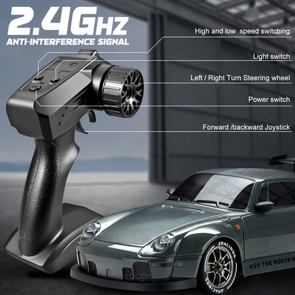 1:24 RC Drift Car with LED Wheels and Rechargeable 4WD Racing Performance