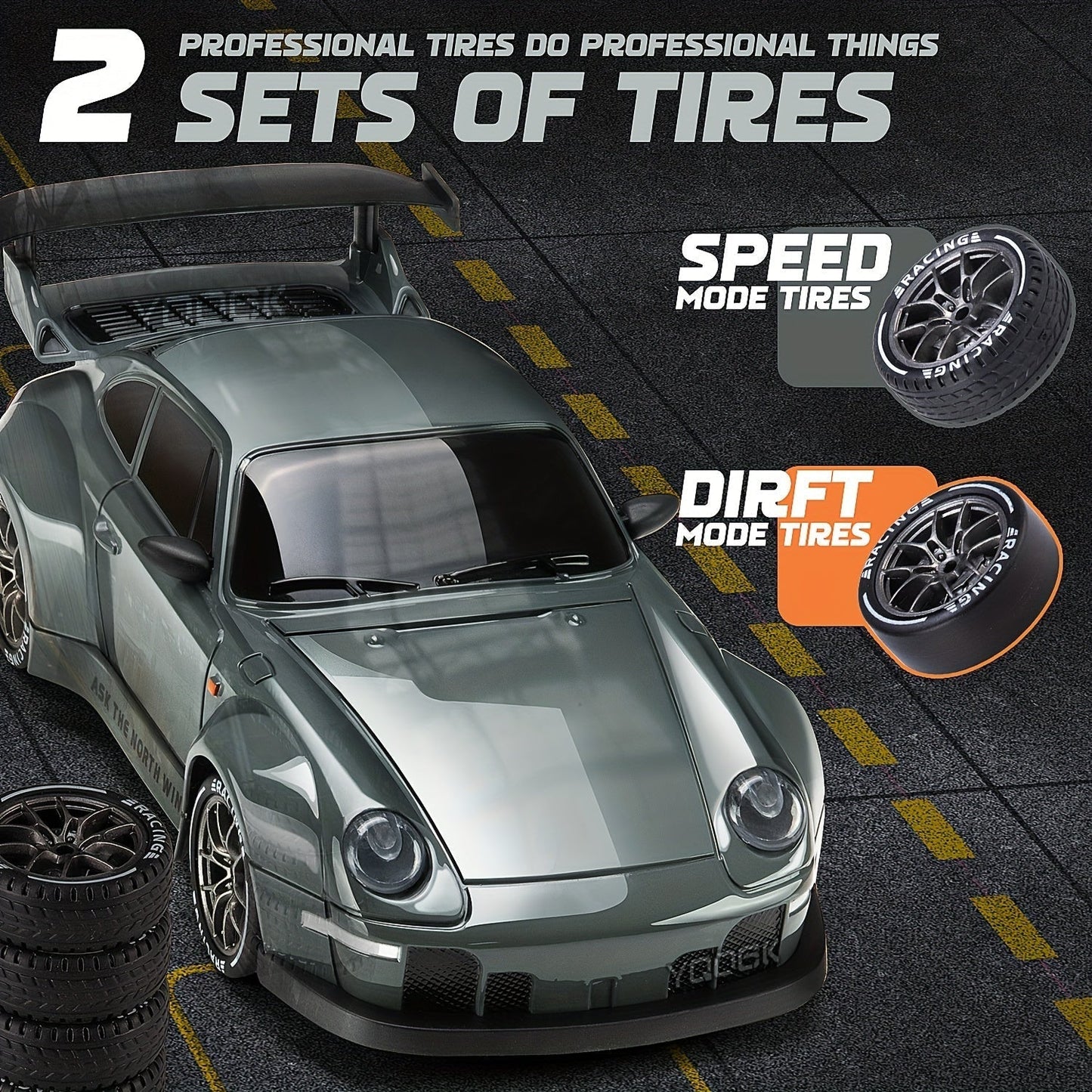 1:24 RC Drift Car with LED Wheels and Rechargeable 4WD Racing Performance