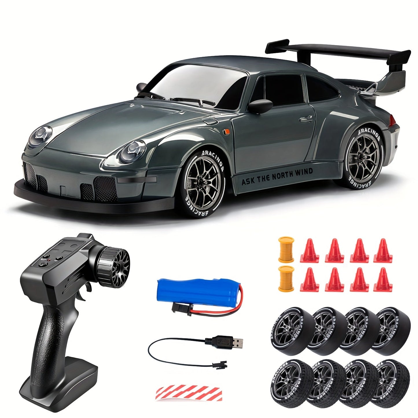 1:24 RC Drift Car with LED Wheels and Rechargeable 4WD Racing Performance