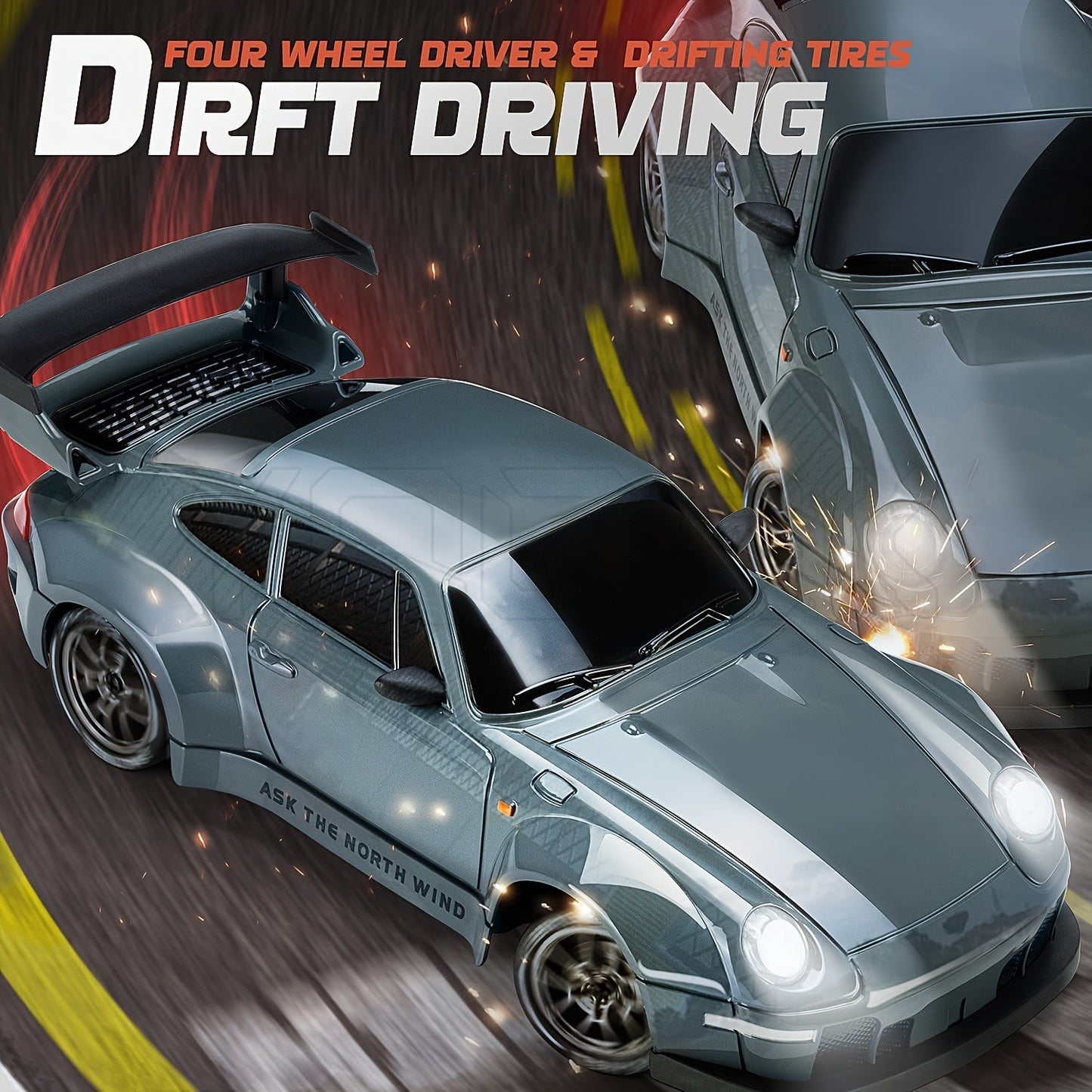 1:24 RC Drift Car with LED Wheels and Rechargeable 4WD Racing Performance