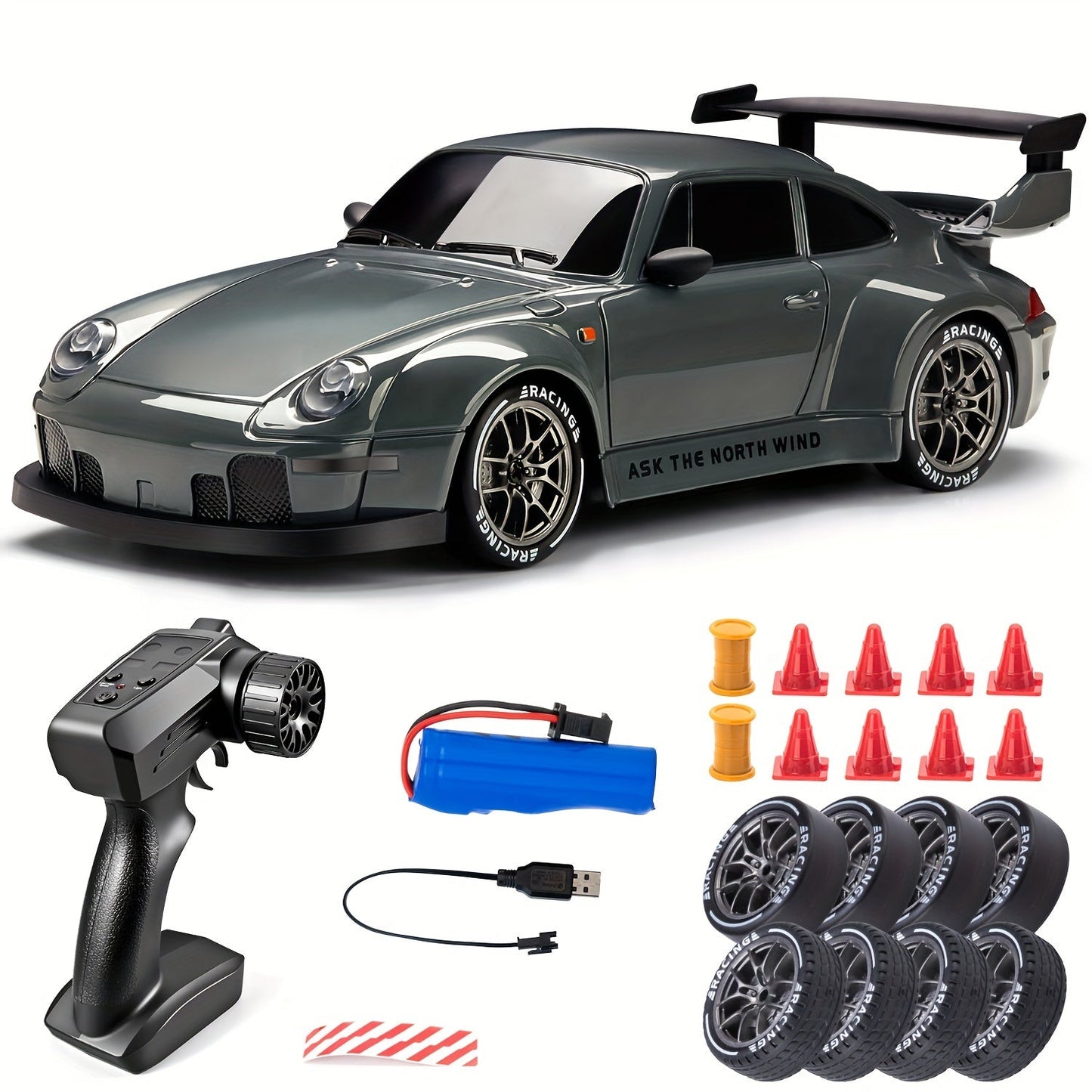 1:24 RC Drift Car with LED Wheels and Rechargeable 4WD Racing Performance