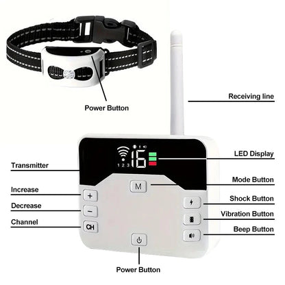 2 in 1 Wireless Dog Fence and Training Collar with Waterproof Design and Adjustable Range