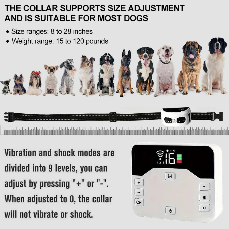 2 in 1 Wireless Dog Fence and Training Collar with Waterproof Design and Adjustable Range