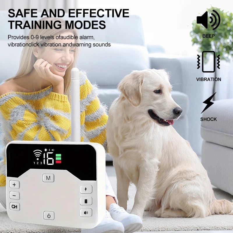 2 in 1 Wireless Dog Fence and Training Collar with Waterproof Design and Adjustable Range