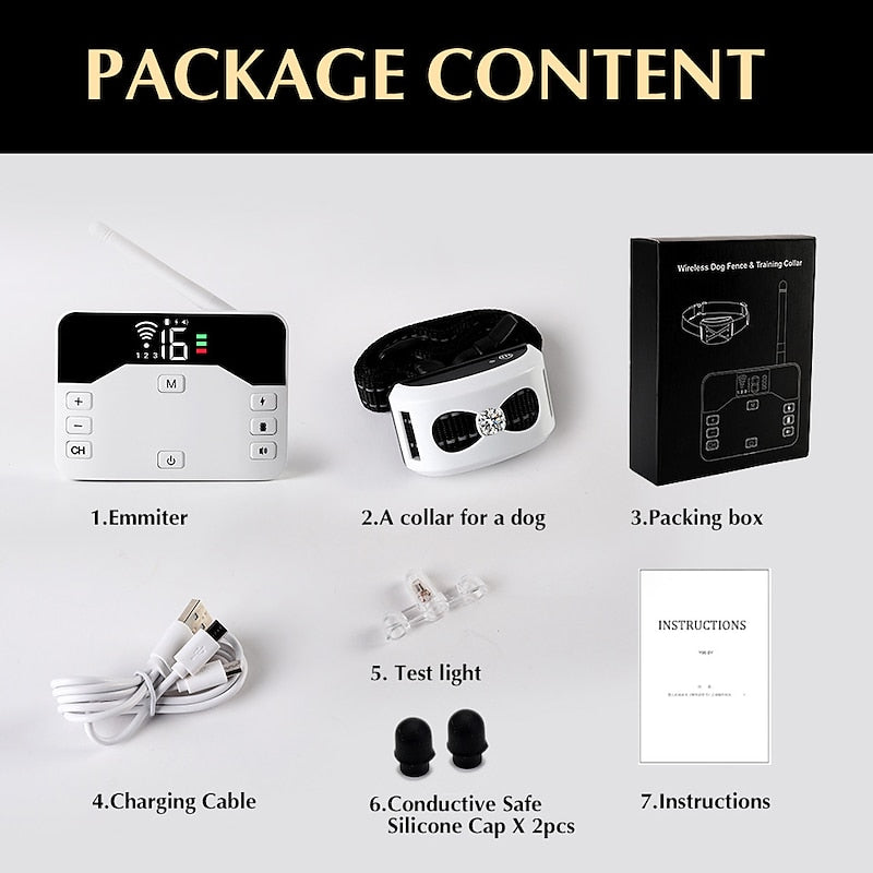 2 in 1 Wireless Dog Fence and Training Collar with Waterproof Design and Adjustable Range
