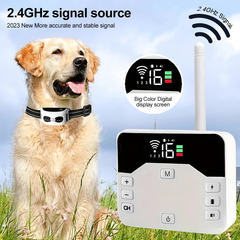 2 in 1 Wireless Dog Fence and Training Collar with Waterproof Design and Adjustable Range