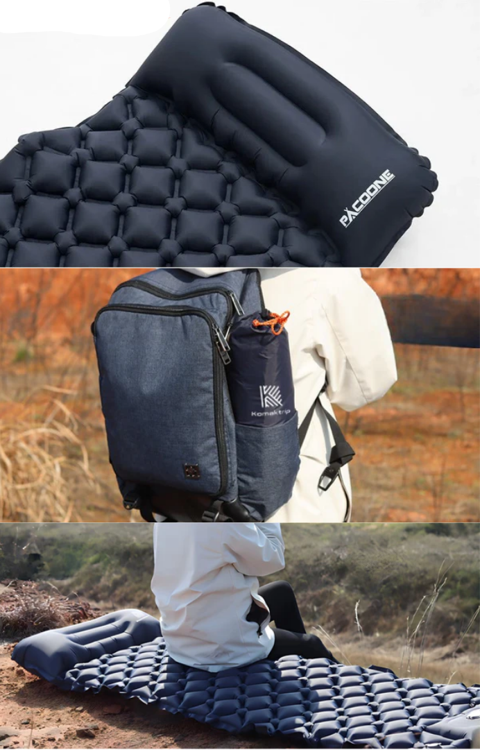 Ultralicht zelfopblazend campingmatje – compact en comfortabel voor wandelen en trekking