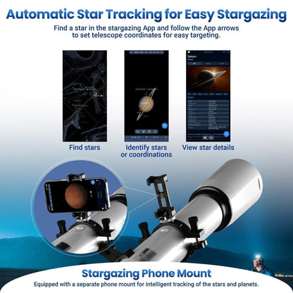 210X Telescope with Tripod and Star Tracking App for Beginners