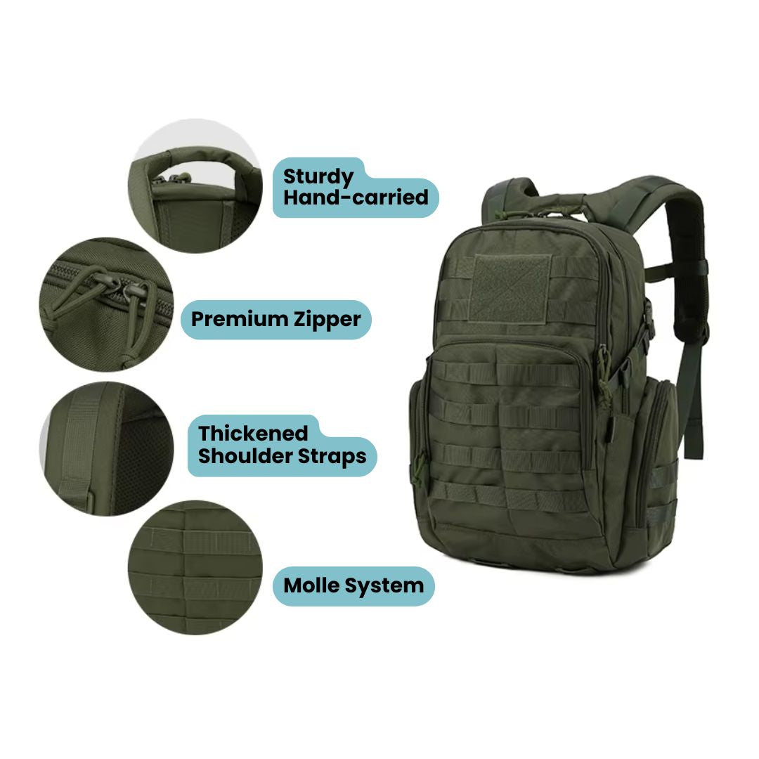 25L Taktischer Rucksack Wasserabweisend MOLLE Rucksack mit Trinksystemfach