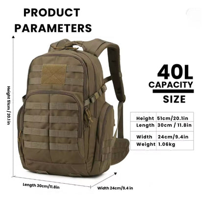25L Taktischer Rucksack Wasserabweisend MOLLE Rucksack mit Trinksystemfach