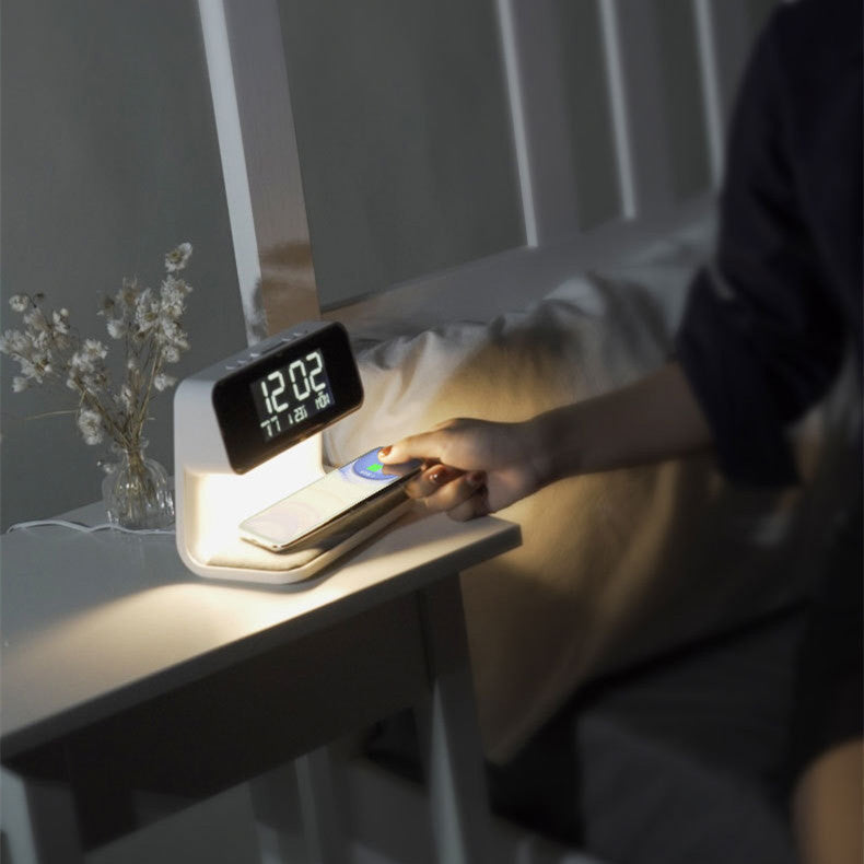 3 in 1 Bedside Lamp with Wireless Charger and Alarm Clock