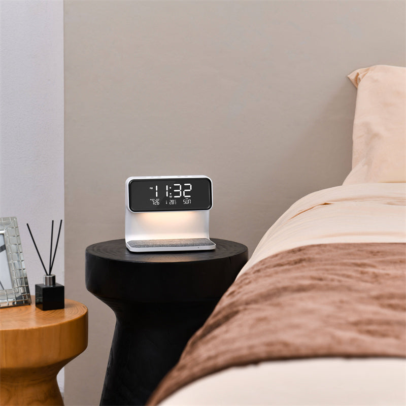 3 in 1 Bedside Lamp with Wireless Charger and Alarm Clock