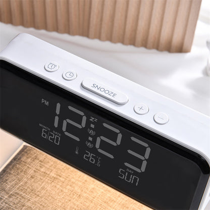 3 in 1 Bedside Lamp with Wireless Charger and Alarm Clock